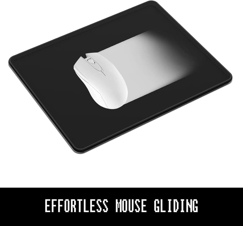 Mouse Pad, 30% Thicker Black Computer Pad, Anti-Slip Rubber Mouse Mat with Stitched Edges for Gaming, Office, Laptop, PC, Women & Men, 8 x 10 Inch Thick 5 mm, Modern Design, Square