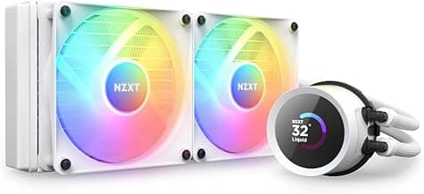 NZXT Kraken 240 RGB - 240mm AIO CPU Liquid Cooler - Customizable 1.54"" Square LCD Display for Images, Performance Metrics - High-Performance Pump - 2 x F120 RGB Core Fans - White
