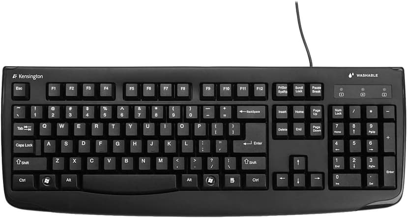 Kensington Pro Fit USB Washable Keyboard, Black (K64407US),17-3/4" Width