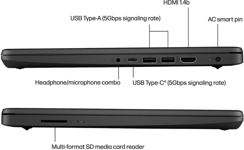 HP 14" HD (1366 x 768) Display Laptop, Intel Celeron N4120, 1.1GHz, 4GB Memory, 128GB eMMC, Windows 11 Home in S Mode, One Year Office 365 Included, Jet Black, 14-dq0761dx