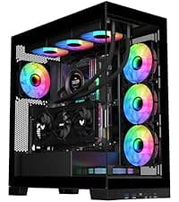 SAMA NEVIEW 4503 Mid Tower PC Case with Dual Tempered Glass Panels, 4×120mm ARGB Fans Pre-Installed, High Airflow ATX PC Case for Case PC Gaming, USB 3.0×2, Type-C Port, Supports Top 360mm AIO – Black