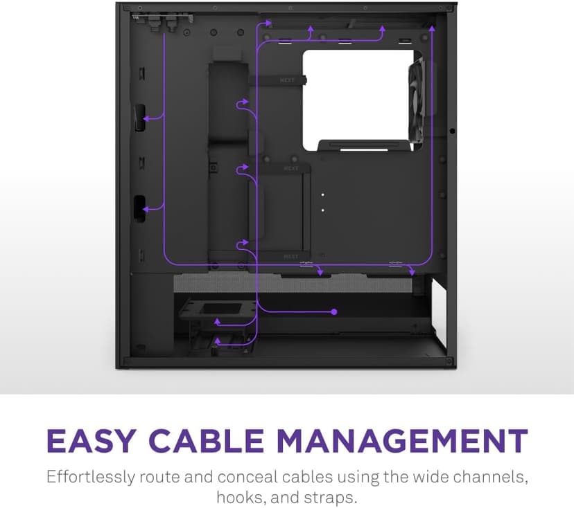 NZXT H5 Flow 2024 - Compact ATX Mid-Tower PC Gaming Case - High Airflow - 2 x 120mm Fans Included - 360mm Front & 240mm Top Radiator Support - Cable Management System - Tempered Glass - Black