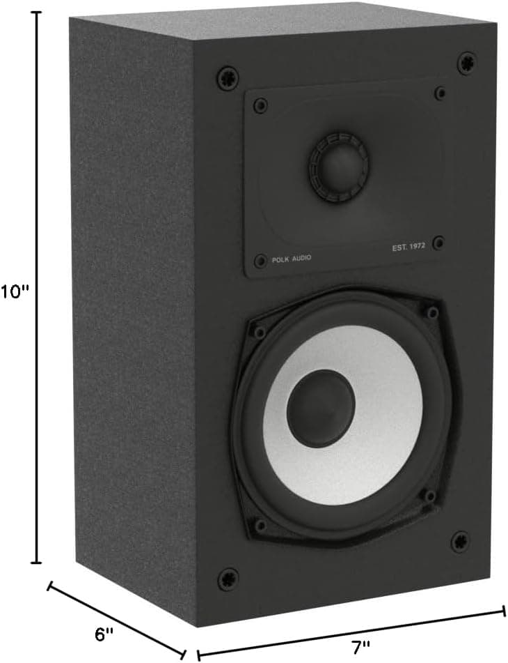 Polk Monitor XT15 Pair of Bookshelf or Surround Speakers - Hi-Res Audio Certified, Dolby Atmos & DTS:X Compatible, 1" Terylene Tweeter & 5.25" Dynamically Balanced Woofer (Pair, Midnight Black)