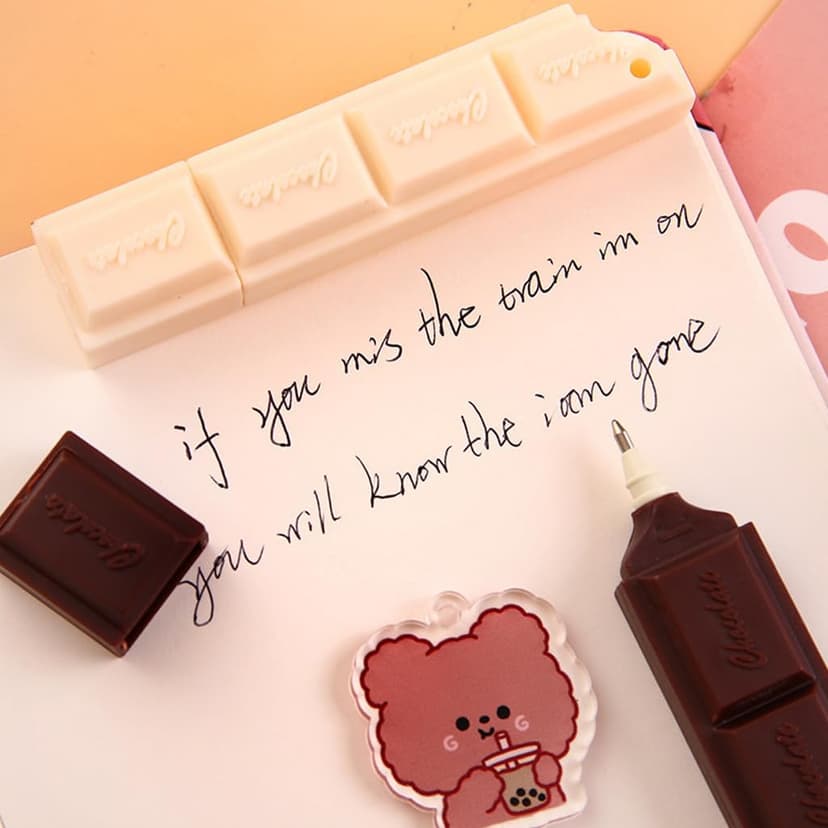 JKJF 6 PCS Simulation Chocolate Shape Rollerball Pens Chocolate Shape Gel Ink Pen Novelty Food Pens for School Office Stationery Writing Supplies - 0.7mm Black