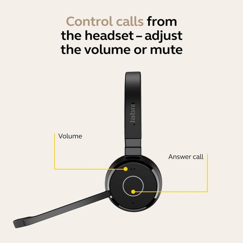 Jabra Evolve 65 TE (Third Edition) Wireless Dual-Ear Headphones - Noise-Canceling Mic, 16 hrs Battery Life, Dual Connectivity, MS Teams Certified, Supports Other Platforms, Black