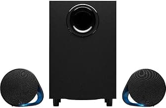 Logitech G560 PC Gaming Speaker System with 7.1 DTS:X Ultra Surround Sound, Game based LIGHTSYNC RGB, Two Speakers and Subwoofer, Bluetooth, USB, Immersive Gaming Experience - Black