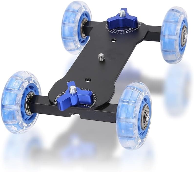 Joyzan Camera Dolly Wheel, Scaled Table Skater Slider Car 10KG Load Rail Roller Track Mini Adjustable Desktop Portable Professional DSLR Camcorder Mirrorless Cell Phone Video Low Level Noise Shooting