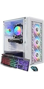 STGAubron Prebuilt Gaming PC Desktop, Radeon RX 550 4G GDDR5, Intel Core I5 up to 3.7GHz, 16G RAM, 512G SSD, WiFi, BT 5.0, RGB Fan x3, Windows 10 Home