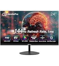 24inch Computer Monitor, 120Hz, FHD 1080p Office and Gaming Monitor, 1ms Response Time, 3-Sided Frameless, Ultra Slim, VESA Mountable, Anti-Blue Light Design, HDMI, VGA