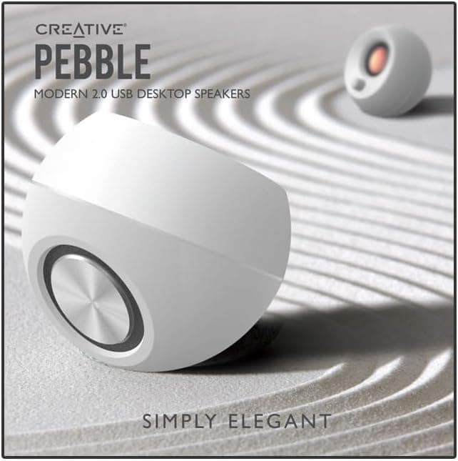 Creative Pebble 2.0 USB-Powered Desktop Speakers with Far-Field Drivers and Passive Radiators for PCs and Laptops (White)