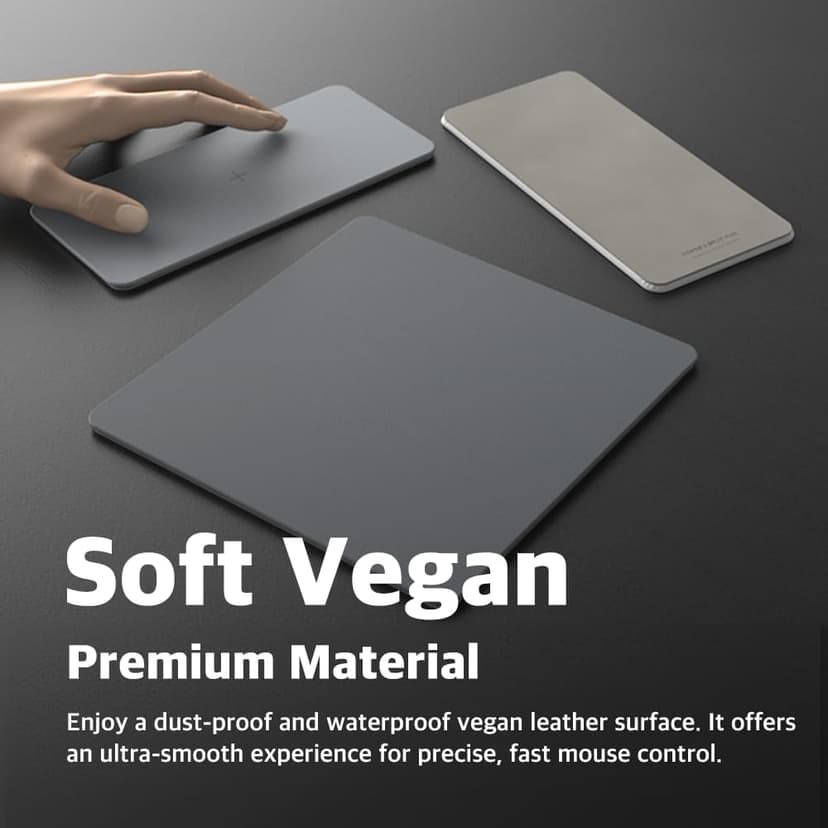 POUT H3 SplitMax 3-in-1 Wireless Charging Mouse Pad – Fast Qi Charger, Mousepad Mat, and Magnetic Tray Organizer – Compatible with Smartphones and Earbuds (Graphite Grey)