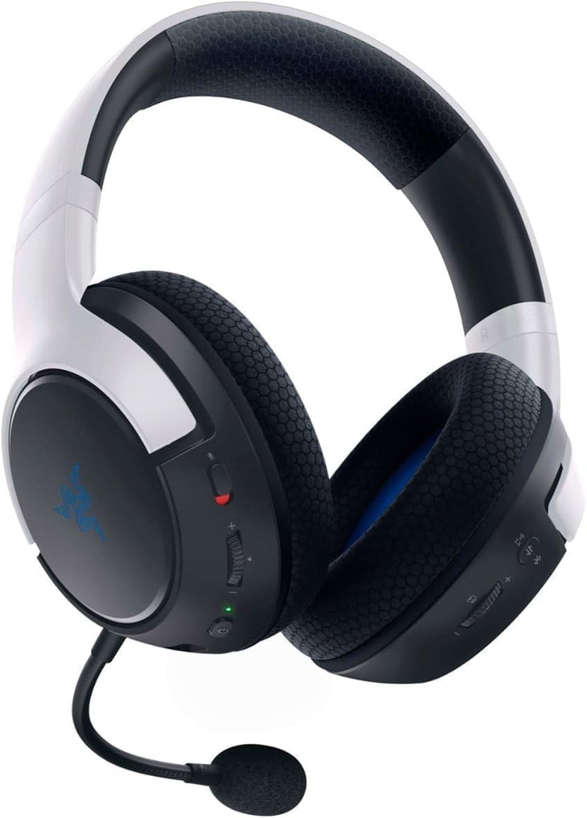 Razer Kaira Dual Wireless Gaming Headset for PlayStation 5 / PS5, PC, Mobile, PS4: Triforce 50mm Drivers - HyperClear Cardioid Mic - 2.4GHz and Bluetooth w/SmartSwitch - EQ Toggle - White/Black