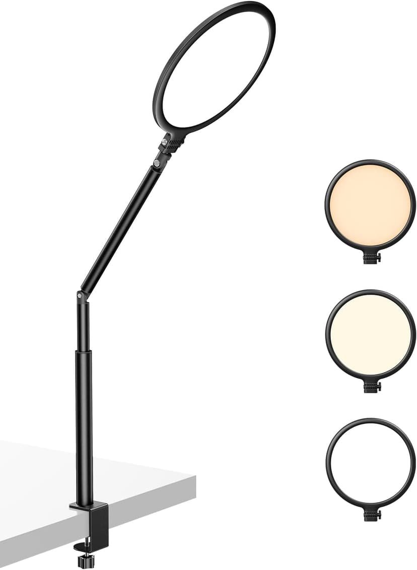 Weilisi 10.2" Desk Ring Light with Stand for Zoom Meetings, Ring Light for Desk with Clamp, 360° Rotate & Flexible Height Video Conference Light, Adjust Arm Desk Lamp Zoom Light for Home Office