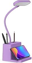 AXX Cute Purple Desk Lamp, Rechargeable Study Table Light for Home Office, Small, Battery Operated, LED, Flexible Gooseneck, Mini, Cordless, College Dorm Room Desktop Accessories for Teen Girls
