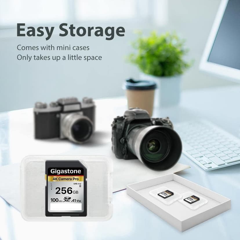[5-Yrs Free Data Recovery] GIGASTONE 256GB Memory Card 4K Pro Series Speed Up to 100MB/s Compatible with Canon Nikon Sony Camcorder, A1 V30 UHS-I