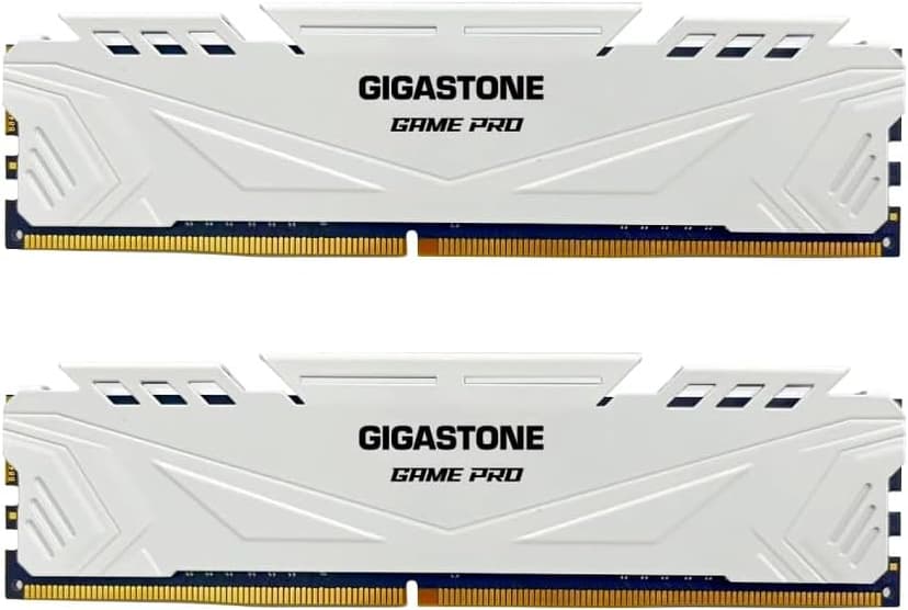 【DDR4 RAM】 GIGASTONE Game PRO 32GB Kit (2x16GB) DDR4 3200MHz PC4-25600 CL 16-18-18-40 Intel XMP 2.0 AMD Ryzen 1.35V UDIMM 288 Pin Unbuffered Non ECC High Performance Gaming Desktop Memory - White