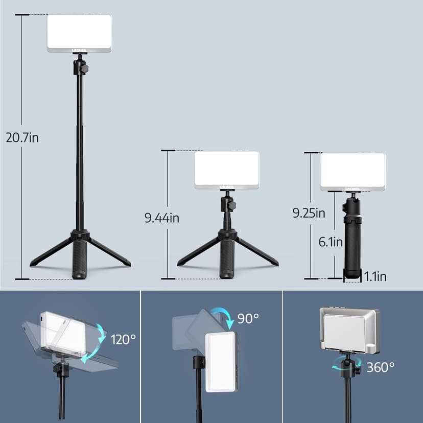 1Unit LitONES Zoom Lighting for Computer, 30 Light Modes, Portable Video Conference Lighting for Laptop, Ring Light for Desk, Zoom Call, Video Call, Video Conferencing, Remote Working Space Gray