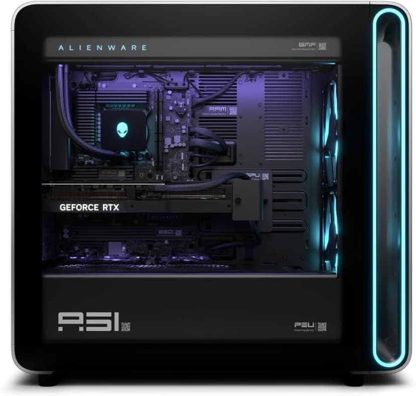 NEWDell Alien.Ware Area 51 Gaming Desktop, Intel Core Ultra 9 285K- GeForce RTX 5090 32GB, 64GB DDR5 6400 MT/s, 4TB SSD-1500W Platinum Rated ATX12VO PSU, 360mm Liquid-Cooled CPU, Tempered Glass Door