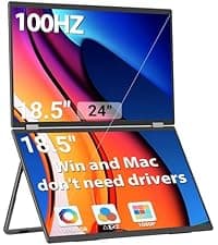 InnoView 18" 2K 100Hz Portable Monitor 100% DCI-P3 Portable Dual Monitor for Laptop 315°Adjustable Screen Extender for Windows Mac with Type-C HDMI DP Foldable Monitors Portatil(No Driver Needed)