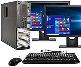 Dell Optiplex 9020 SFF Computer Desktop PC, Intel Core i5 Processor, 16GB Ram, 2TB Hard Drive, WiFi, Bluetooth 4.0, DVD-RW, Dual 24 Inch LCD Monitors Windows 10 Pro (Renewed)
