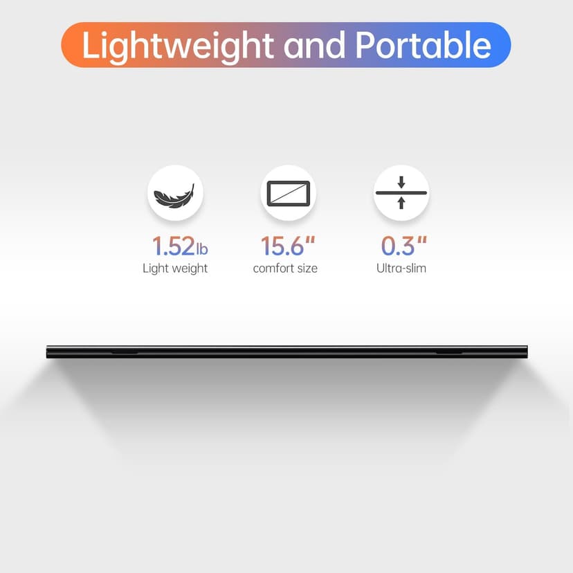 15.6inch Portable Monitor,1080P USB-C HDMI Second External Monitor for Laptop,PC,Mac Phone,PS,Xbox,Swich,IPS Ultra-Thin Zero Frame Gaming Display/Premium Smart Cover