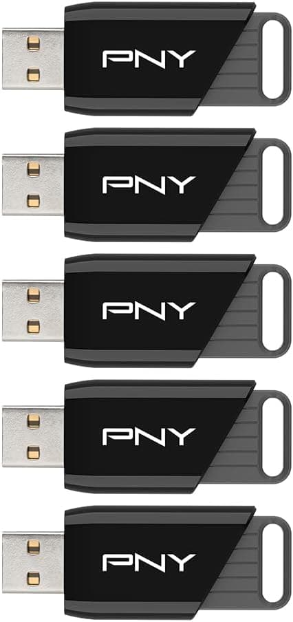 PNY 64GB Attaché X USB 3.2 Gen 1 Flash Drive, Advanced Performance Up to 130MB/s Read, Everyday Data Store & Transfer, Reliable Portable Storage, Durable, Type-A, Computers, Laptops, Desktops, 5-Pack