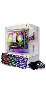 STGAubron Dual CPU Gaming PC, Dual Intel i7 Xeon E5 up to 3.7GHz, Radeon RX 580 8G, 16G DDR4, 512G SSD, 600M WiFi, BT 5.0, RGB Fan x 4, Windows 10 Pro