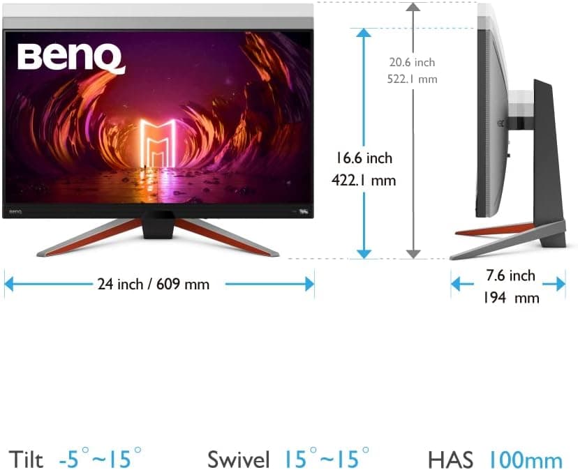 BenQ MOBIUZ EX270QM 27” 1ms 240Hz QHD Gaming Monitor, IPS, HDRi Technology, DisplayHDR 600, AMD FreeSync Premium Pro, 98% DCI-P3, 2.1ch Built-in Speakers, HDMI 2.1, Eye-Care, Bezel-Less