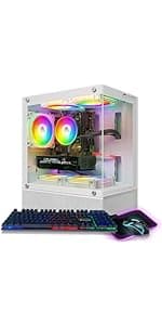 STGAubron Dual CPU Gaming PC, Dual Intel i7 Xeon E5 up to 3.7GHz, Radeon RX 590 8G, 16G DDR4, 512G SSD, 600M WiFi, BT 5.0, RGB Fan x4, Windows 10 Pro
