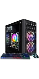 STGAubron Gaming PC Desktop Computer, Intel Core I7 up to 3.9 GHz, Radeon RX 580 8G, 16G RAM, 512G SSD, WiFi, Bluetooth 5.0, RGB Fan x6, RGB BT Sound Bar, Windows 10 Home