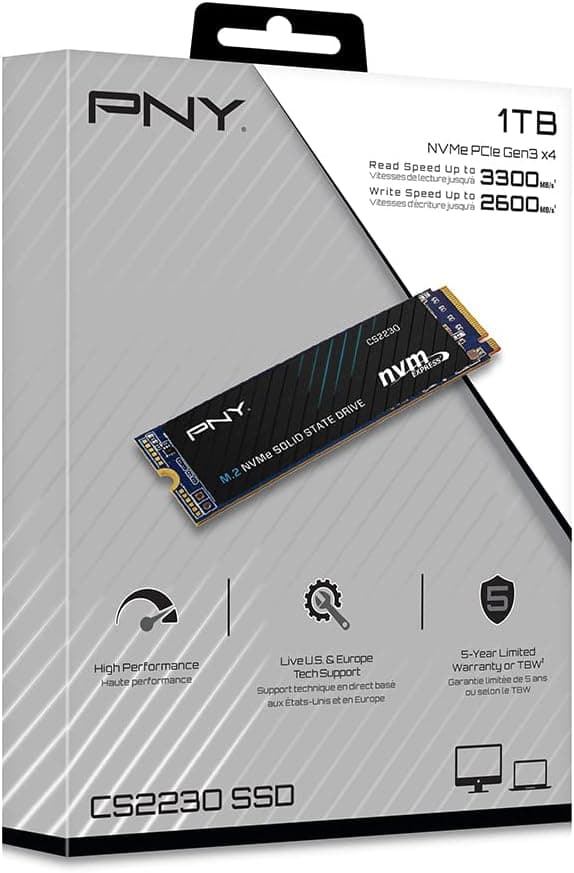 PNY CS2230 1TB M.2 NVMe Internal Solid State Drive (SSD) - M280CS2230-1TB-RB