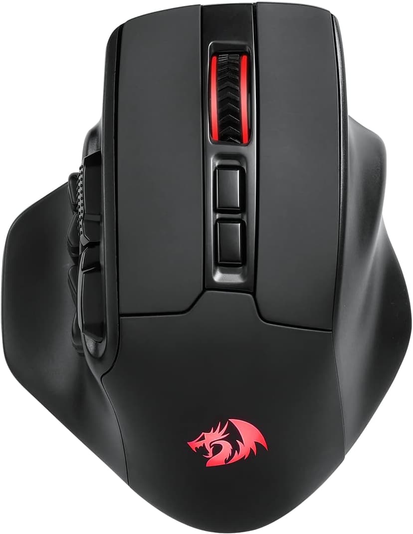 Redragon M811 PRO Wireless MMO Gaming Mouse, 15 Programmable Buttons RGB Gamer Mouse w/Ergonomic Natural Grip Build, 10 Side Macro Keys, Software Supports DIY Keybinds & Backlit