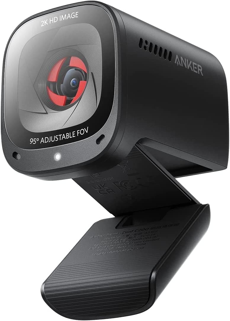 Anker PowerConf C200 2K Wireless Webcam for PC/Laptop/Mac, Computer Camera, Low-Light Correction, AI-Noise Canceling Mics, Adjustable Field of View, Built-in Privacy Cover, Stereo Mics, for Meeting