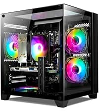 LXZ Desktop PC AMD Ryzen 7-5700G, 16G DDR4 RAM, 1TB NVME SSD, Tower Computer with Power Supply 650W for Home and Office (White)