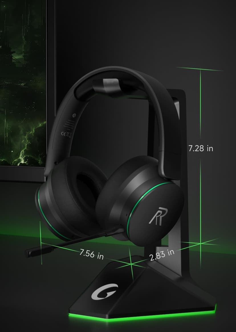 RYR Wireless Gaming Headset for Xbox Series X|S, Xbox One, PS5, PS4, Mac, Bluetooth 5.3, 3D Surround Sound, Rotatable Earmuffs, Gaming Headphones with Noise Canceling Microphones-Blackgreen