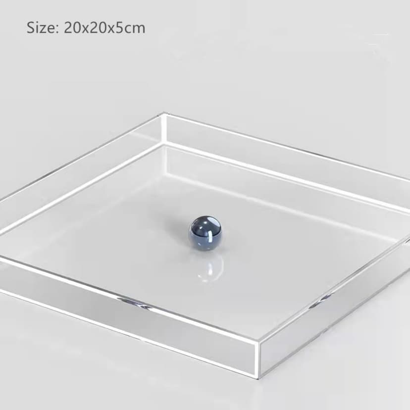 Transparent Acrylic Water Tank Shallow Sink Photo Studio Kit Tabletop Shooting Props Coffee Tray Desktop Cosmetics Storage Tray (20x20x5cm)