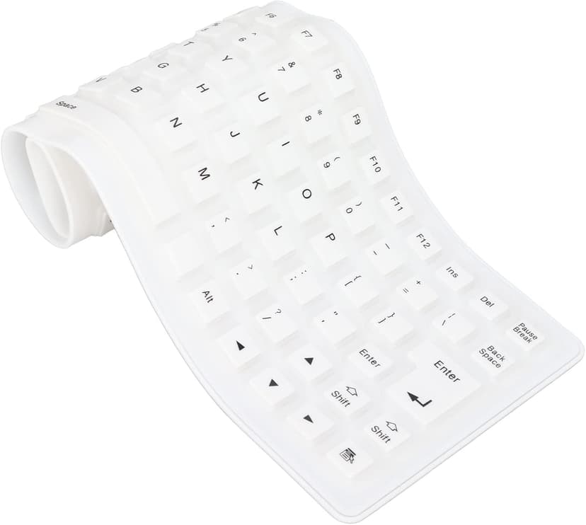 Keyboard, Typewriter Keyboard Mechanical Keyboard with Soft Comfortable USB Wired Silicone Keyboard Silicone Keyboard Fully Sealed Design Lightweight Portable for PC (White)