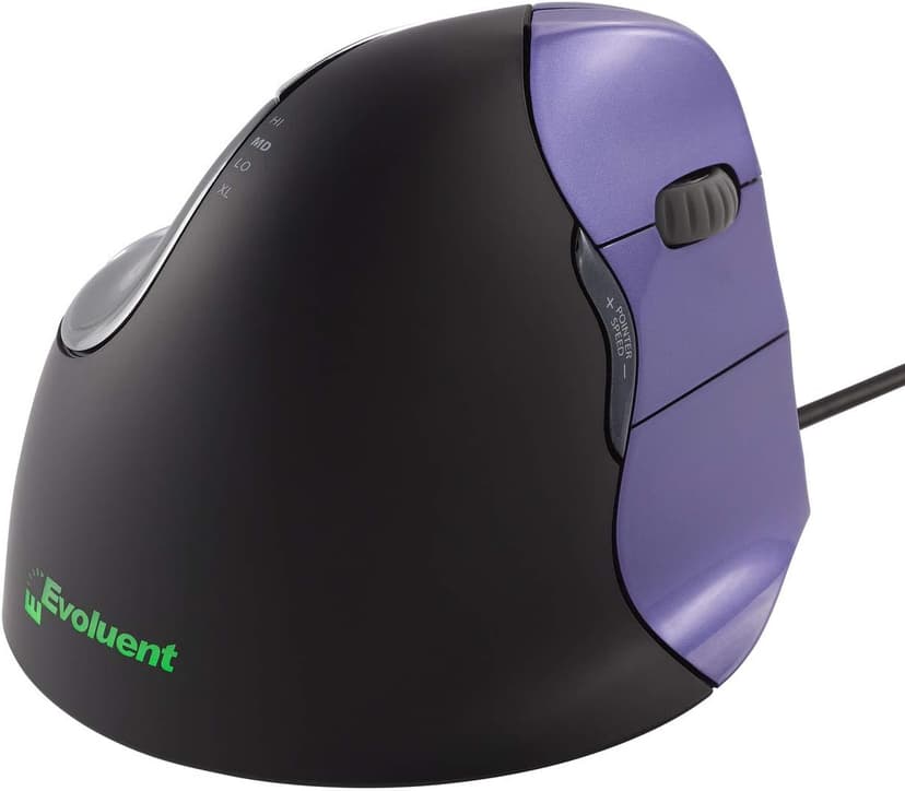 Evoluent VM4S Vertical Mouse 4 Small for Right Hand – Ergonomic Mouse Wired USB, Helps Reduce Carpal Tunnel, Adjustable Speed & Programmable Buttons, Vertical Ergonomic Wired Mouse, Gaming/Office Use