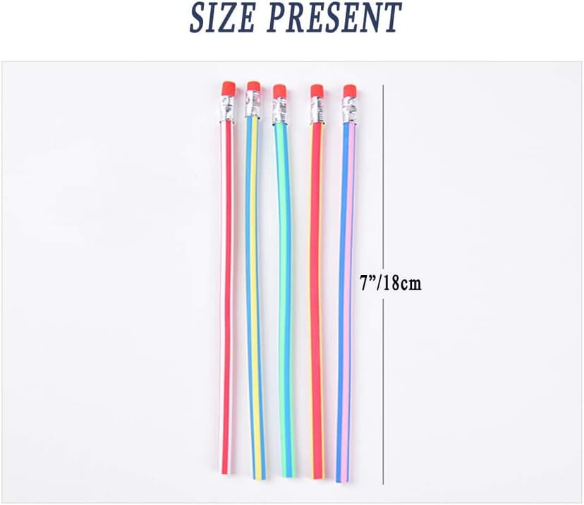 Flexible Bendy Pencil, 35 PCS Flexible Soft Pencil Colorful Stripe Soft Pencils with Eraser as Gift for Students or Children