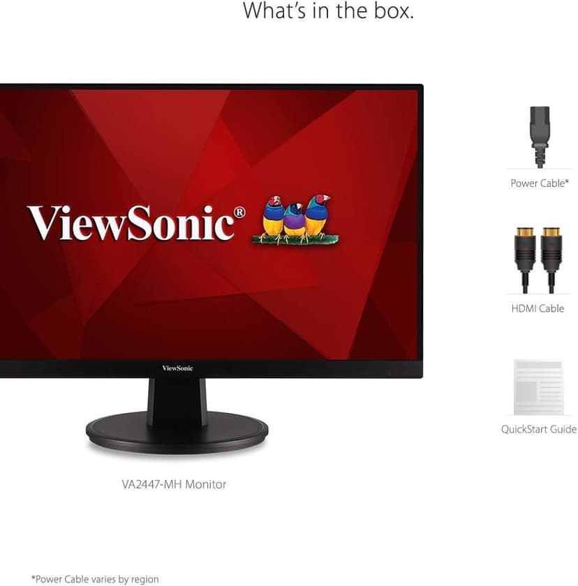 ViewSonic VA2447-MH 24 Inch Full HD 1080p Monitor with 100Hz, FreeSync, Ultra-Thin Bezel, Eye Care, HDMI, VGA Inputs for Home and Office
