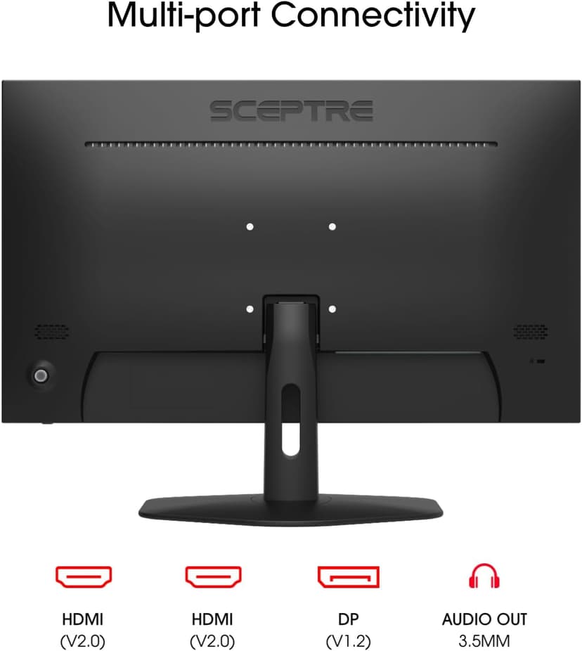 Sceptre New 24-inch Gaming Monitor 100Hz 1ms DisplayPort HDMI x2 100% sRGB AMD FreeSync Build-in Speakers, Eye Care Frameless Machine Black 2024 (E248W-FW100T)