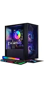 STGAubron Gaming PC Desktop Computer, Intel Core i5 up to 3.7GHz, GeForce RTX 2060 6G, 16G RAM, 512G SSD, WiFi, Bluetooth 5.0, RGB Fan x2, RGB BT Sound Bar, Windows 10 Home