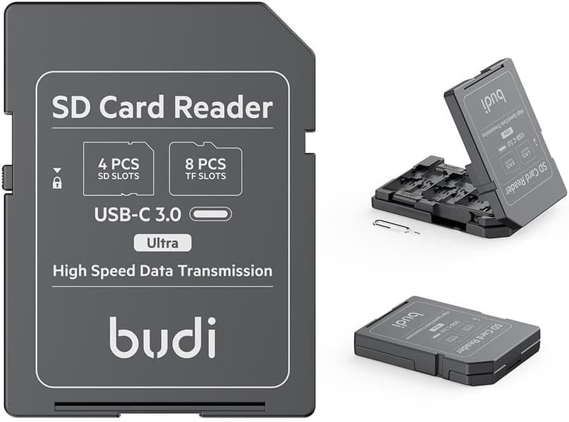 Multi-Function USB-C 3.0 SD/TF Card Reader with 65W Fast Charging – 12-Slot High-Speed 5Gbps Transfer for Photographers | 4 SD & 8 TF Slots | Compatible with Desktops, Tablets, and USB-C Smartphones