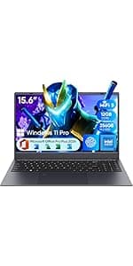 Coolby 15.6inch Windows 11 Laptop, 12GB RAM/256GB SSD, 1920x1080 IPS Display, Intel N95(Beats N5095) Quad Core Laptop Computer, Support Fingerprint, WiFi 5, BT