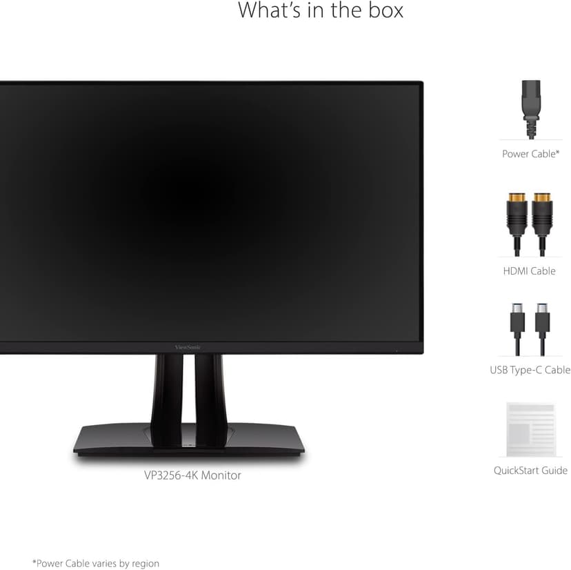 ViewSonic VP3256-4K 32 Inch 4K UHD IPS Ergonomic Monitor with Ultra-Thin Bezels, Color Accuracy, Pantone Validated, 60W USB C