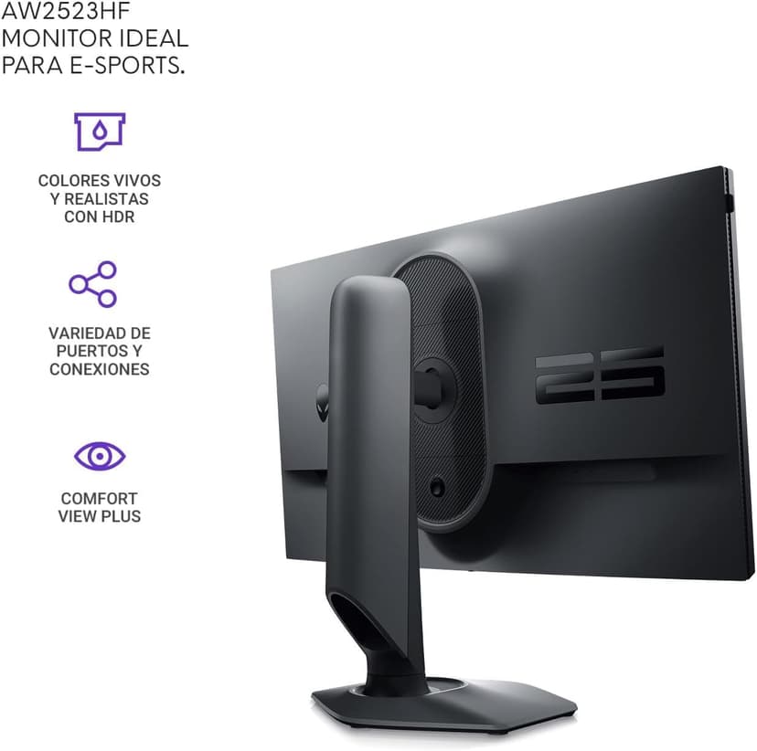 Alienware Gaming Monitor AW2523HF 24.5" IPS LED FHD (1920 x 1080) 360Hz Display, AMD FreeSync VESA Monitor (USB, HDMI), Dark Side of The Moon with Accessories
