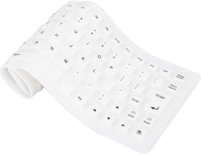 Keyboard, Typewriter Keyboard Mechanical Keyboard with Soft Comfortable USB Wired Silicone Keyboard Silicone Keyboard Fully Sealed Design Lightweight Portable for PC (White)