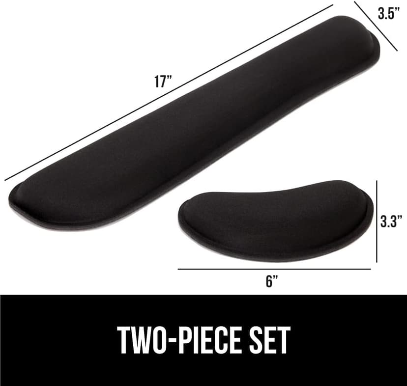 GORILLA GRIP Silky Gel Memory Foam Wrist Rest for Computer Keyboard, Mouse, Ergonomic Design for Typing Pain Relief, Desk Pads Support Hand and Arm, Mousepad Rests, Stain Resistant, 2 Piece Pad, Black
