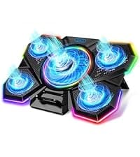 Laptop Cooling Pad Laptop Cooler Stand, Laptop Fan Cooling Pad for 12-15.6 Inch Laptop Notebooks, 5 Quiet Fans, 5 Angle Adjustable Laptop Cooling Stand (Black)