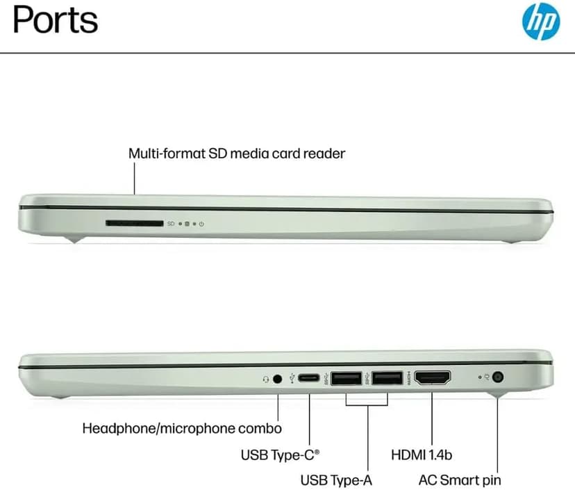 HP 14 Ultrabook • Back to School Limited Edition w/Microsoft 365 • Intel 4-Core CPU • 16GB RAM • 1.6TB Storage (128GB OnBoard w/ 512GB Portable Drive + 1TB OneDrive) • Willow Green • Win 11